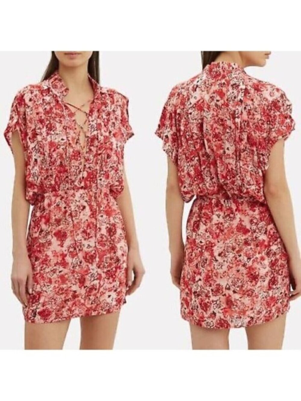 IRO Releila dress in red print, Size 38